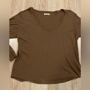 Madewell Chocolate Brown Soft Cotton Long Sleeve T-Shirt Womens Medium